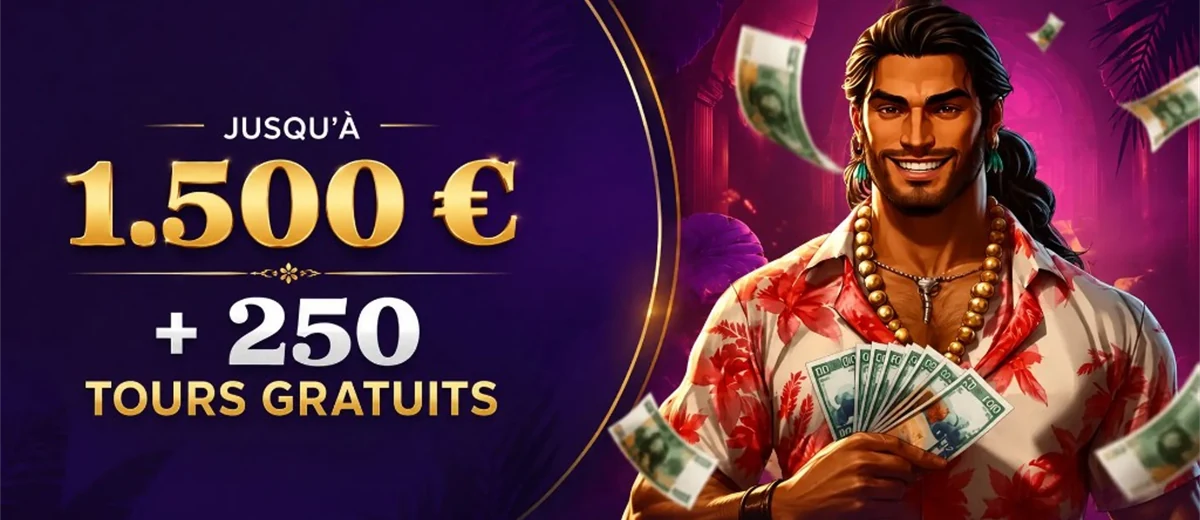 Pack de bienvenue Gambloria Casino : jusqu'à 1 500 € + 250 tours gratuits