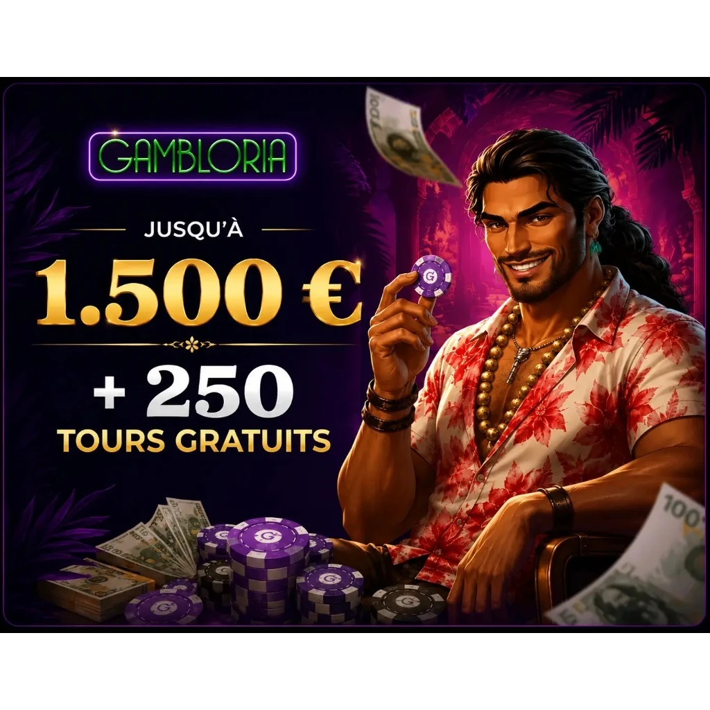 Pack de bienvenue Gambloria Casino : jusqu'à 1 500 € et 250 tours gratuits